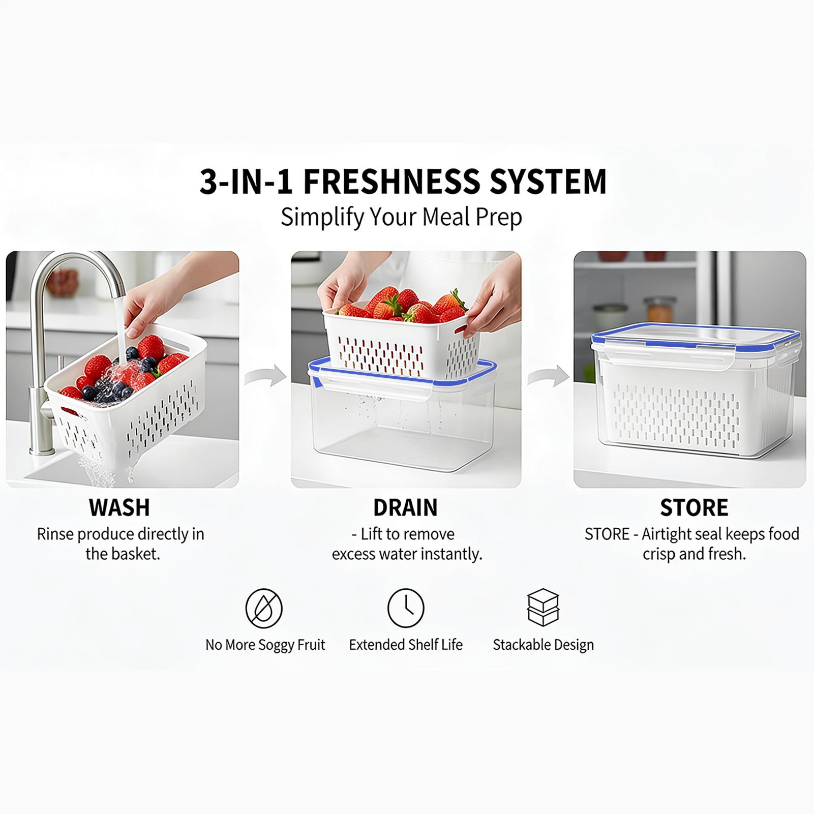 Food Storage And Container - 4'ü 1 Arada Gıda Saklama Kabı