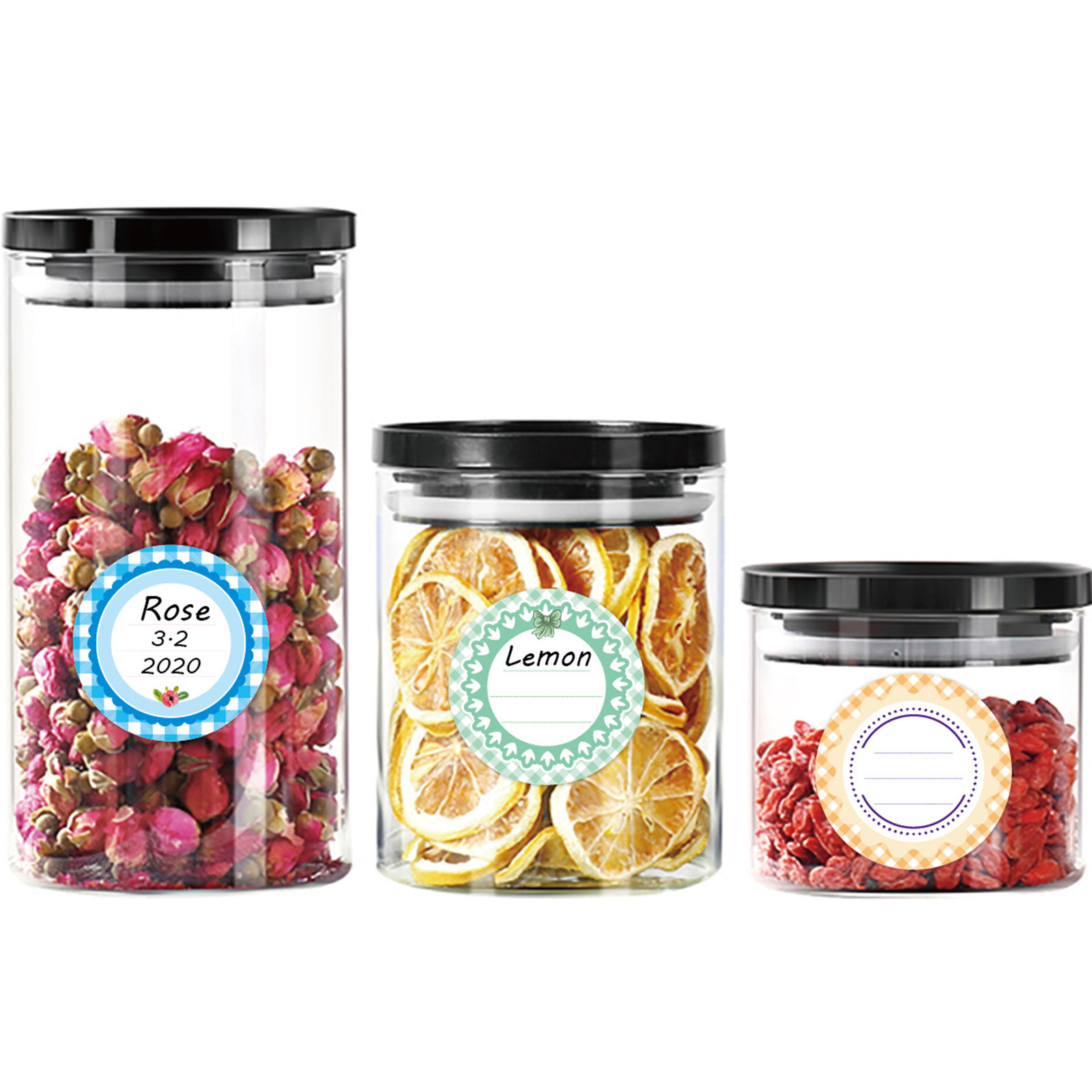 Food Storage Jar Labels - 20 Yaprak Renkli Yuvarlak Su Geçirmez