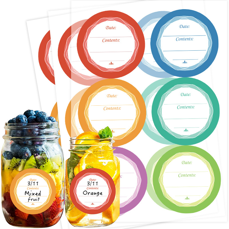 Food Storage Jar Labels - 6 adet 4 CM Su Geçirmez