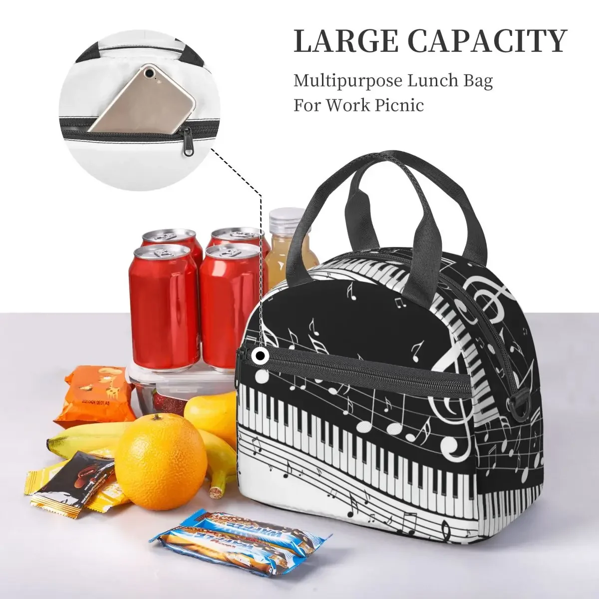 Food Storage Notes - Soyut piyano tuşları müzik notaları ile