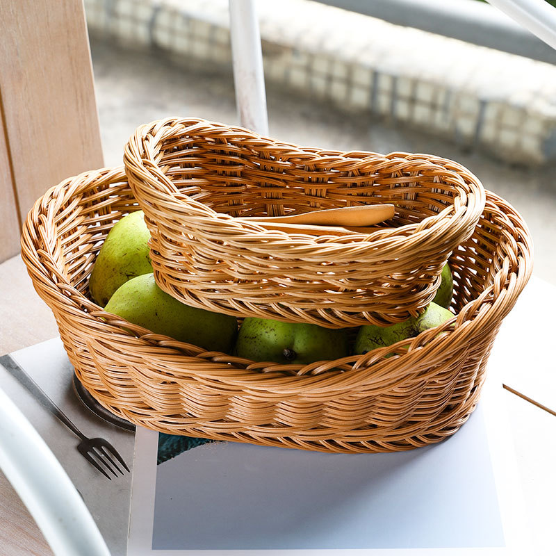 Food Storage Plant - Oval Rattan dokuma depolama sepeti ekmek