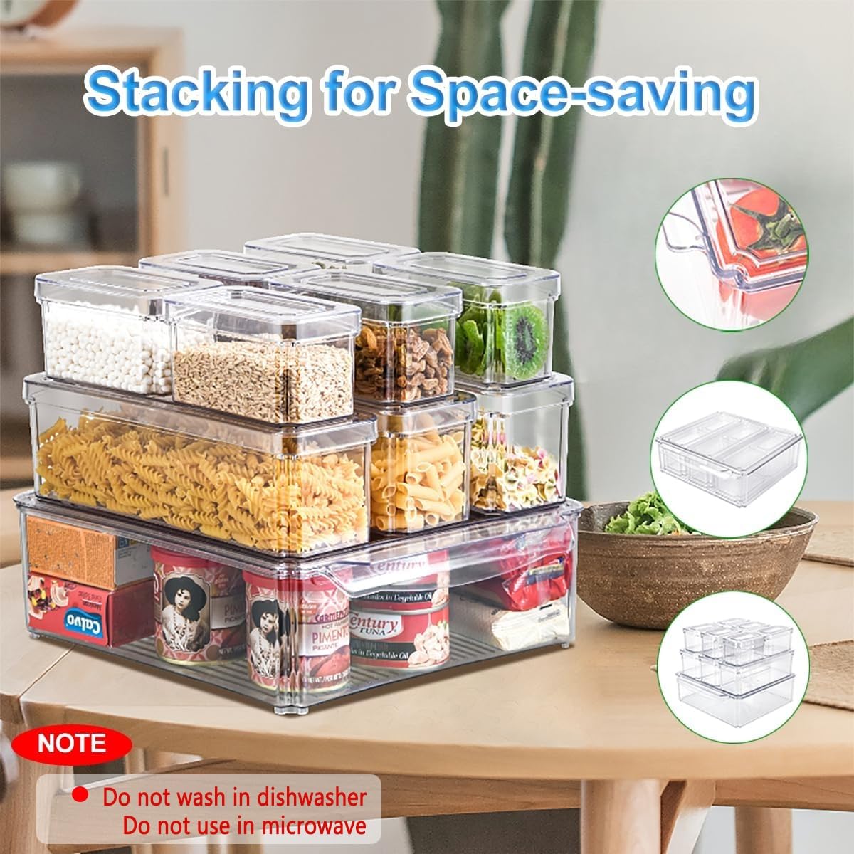 Food Storage Vegetables - 14 Parçalı Buzdolabı Düzenleyici, Kapaklı İstiflenebilir
